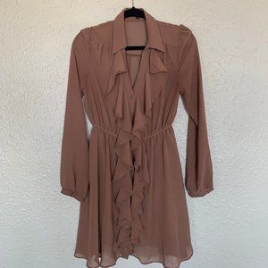 DOUBLE ZERO Brown Ruffle Dress